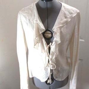 Jaeger 100% Linen Ruffled Blazer/Jacket Sz Small